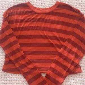 Orange and Purple Long Sleeved Stripped Crop Top